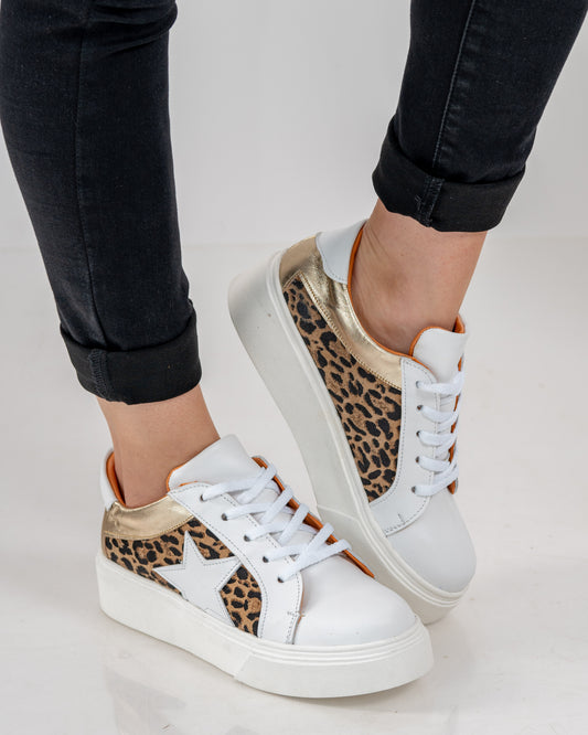 Zapatilla White Leopard