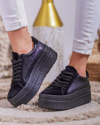 Zapatilla Reptil Negra alta