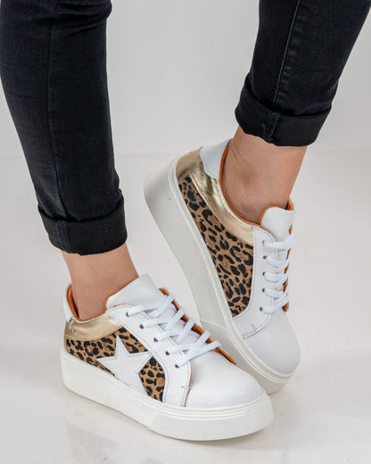 Zapatilla White Leopard