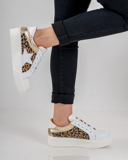 Zapatilla White Leopard